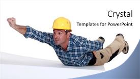  Presentation with superman - Presentation having manual worker in superman pose background and a white colored foreground