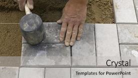  Presentation with concrete - Amazing presentation theme having manual worker laying concrete paving backdrop and a light gray colored foreground