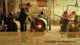  Presentation with furnace - Slide deck consisting of manual-worker-melting-metal background and a gold colored foreground