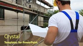  Presentation with inspection - Beautiful PPT layouts featuring manual worker on construction site during building inspection backdrop and a tawny brown colored foreground