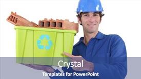  Presentation with recycling - Beautiful presentation design featuring manual-worker-promoting-recycling backdrop and a  colored foreground