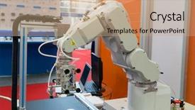  Presentation with robotic - Presentation design consisting of manual working syatem - robotic control system background and a coral colored foreground