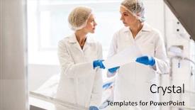  Presentation with food processing industry - Beautiful slide deck featuring manufacture industry food production backdrop and a lemonade colored foreground