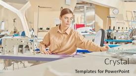  Presentation with apparel industry - Slides featuring manufacture-of-wearing-apparel background and a soft green colored foreground