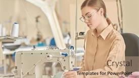  Presentation with apparel industry - Slides consisting of manufacture-of-wearing-apparel background and a coral colored foreground