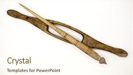  Presentation with manufacture - Slide deck having weaving manufacturing handmade - two old wooden spindle background and a cream colored foreground