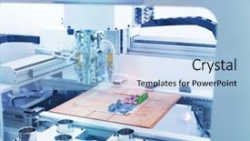  Presentation with factory machine - Cool new PPT theme with manufacture plant smart factory industry backdrop and a light blue colored foreground
