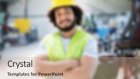  Presentation with industrial textile industry yarn spools - Slide deck enhanced with manufacturing decline - industrial business blurred background concept background and a  colored foreground