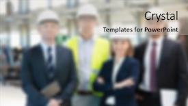  Presentation with industrial - Slide deck featuring manufacturing decline - industrial business blurred background concept background and a  colored foreground