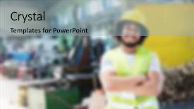  Presentation with industrial - Slide deck enhanced with manufacturing decline - industrial business blurred background concept background and a  colored foreground