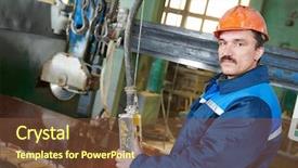  Presentation with manufacturing - PPT layouts featuring manufacturing employee - industrial worker at factory background and a tawny brown colored foreground