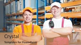  Presentation with office ergonomics man worker exercising - Cool new presentation with manufacturing employee - two young handsome workers man backdrop and a coral colored foreground