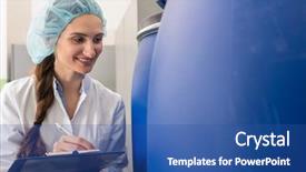  Presentation with plastic manufacturing - Theme consisting of manufacturing employee writing a report background and a ocean colored foreground