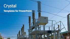  Presentation with high voltage station - Colorful theme enhanced with manufacturing energy efficiency - high voltage power station backdrop and a teal colored foreground