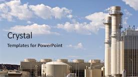  Presentation with power plant industrial - Amazing PPT theme having manufacturing energy efficiency - industrial electrical power plant backdrop and a light blue colored foreground