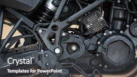  Presentation with motor engine - PPT theme featuring manufacturing energy efficiency - motorbike engine - modern powerful background and a dark gray colored foreground