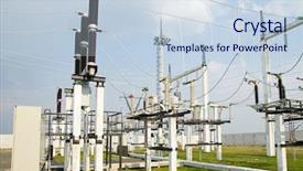  Presentation with switches - PPT theme featuring manufacturing energy efficiency - part of high-voltage substation background and a lemonade colored foreground