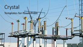  Presentation with switches - Audience pleasing slide set consisting of manufacturing energy efficiency - part of high-voltage substation backdrop and a light blue colored foreground