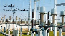  Presentation with switches - Cool new PPT theme with manufacturing energy efficiency - part of high-voltage substation backdrop and a light blue colored foreground