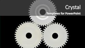  Presentation with gear wheels - Amazing slide set having manufacturing energy efficiency - three gear wheels on black backdrop and a  colored foreground