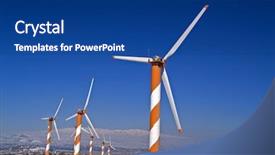  Presentation with wind turbines - Beautiful presentation theme featuring manufacturing energy efficiency - wind turbines in the golan backdrop and a  colored foreground