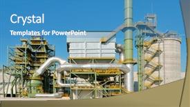  Presentation with manufacturing industry - Cool new PPT theme with manufacturing facility - closeup of the facilities backdrop and a teal colored foreground