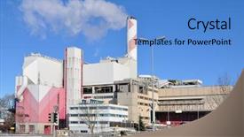  Presentation with manufacturing - Amazing PPT theme having manufacturing facility - recycling factory backdrop and a teal colored foreground