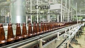  Presentation with conveyor belt - PPT theme having manufacturing food - beer bottles on the conveyor background and a light gray colored foreground