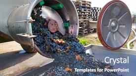  Presentation with corkscrew - Presentation design consisting of manufacturing food - corkscrew crusher destemmer in winemaking background and a ocean colored foreground