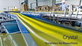  Presentation with manufacturing plant - Amazing PPT theme having manufacturing food - drinks production plant in china backdrop and a gold colored foreground