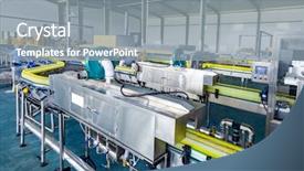  Presentation with manufacturing plant - Beautiful PPT theme featuring manufacturing food - drinks production plant in china backdrop and a gray colored foreground