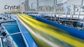  Presentation with manufacturing plant - Amazing PPT theme having manufacturing food - drinks production plant in china backdrop and a light blue colored foreground