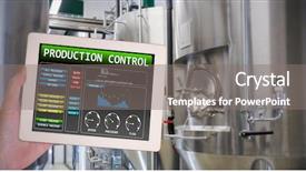  Presentation with distillery - Beautiful slides featuring manufacturing food - feminine hand holding tablet backdrop and a gray colored foreground