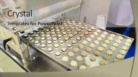  Presentation with baking - Slide deck having manufacturing food - image of a baking machine background and a mint green colored foreground