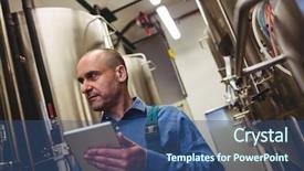  Presentation with brewery - Cool new PPT theme with manufacturing food - low angle view of manufacturer backdrop and a ocean colored foreground