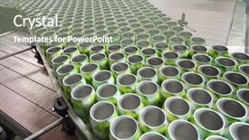  Presentation with green manufacturing - Beautiful PPT layouts featuring manufacturing food - many open green cans backdrop and a gray colored foreground