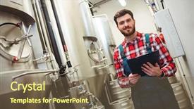  Presentation with writing - PPT theme having manufacturing food - portrait of young manufacturer holding background and a violet colored foreground