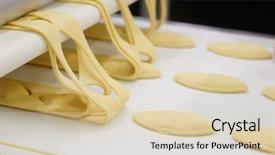  Presentation with production line - Colorful theme enhanced with manufacturing food - production line at bakery backdrop and a lemonade colored foreground