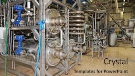  Presentation with manufacturing plant - Theme having manufacturing food - real fruit processing plant shot background and a coral colored foreground