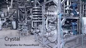  Presentation with manufacturing plant - Slide set with manufacturing food - real fruit processing plant shot background and a light gray colored foreground