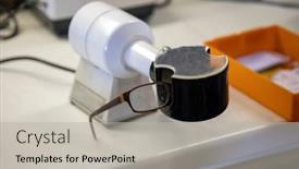  Presentation with manufacturing - Beautiful PPT layouts featuring manufacturing-glasses-checking-frames-machine backdrop and a light gray colored foreground