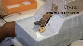  Presentation with manufacturing - PPT layouts having manufacturing-glasses-machine-to-wet background and a coral colored foreground