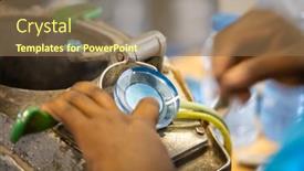  Presentation with manufacturing - Colorful slide set enhanced with manufacturing-glasses-machine-to-wet backdrop and a violet colored foreground