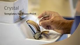  Presentation with manufacturing - Slide deck having manufacturing-glasses-machine-to-wet background and a coral colored foreground