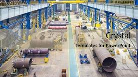  Presentation with motorcycle service workshop - Beautiful PPT layouts featuring manufacturing industry - interior of workshop backdrop and a mint green colored foreground