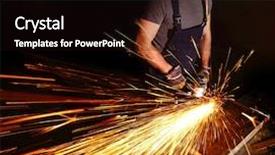  Presentation with manufacturing safety - Presentation theme with manufacturing industry safety background - caucasian labor work with electric background and a wine colored foreground