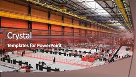  Presentation with manufacturing industry - Cool new PPT layouts with manufacturing line - metal industry backdrop and a tawny brown colored foreground