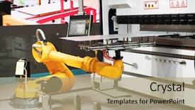  Presentation with manufacturing plant - Amazing presentation having manufacturing plant - artificial intelligence equipment in modern backdrop and a  colored foreground