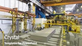  Presentation with manufacturing process - Amazing slide set having manufacturing process - block of aluminum platten pressing backdrop and a gray colored foreground