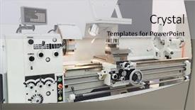  Presentation with manufacturing process - Slide deck with manufacturing process - image of metal-working machine background and a light gray colored foreground